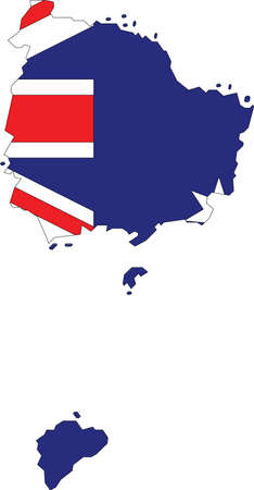 Flat vector administrative flag map of the Australian external territory of NORFOLK ISLAND combined with official flag of AUSTRALIAのイラスト素材