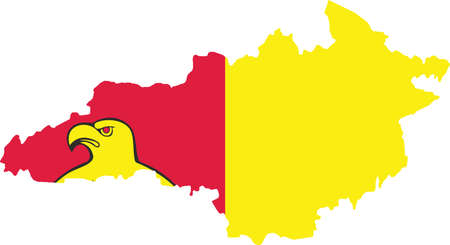 Flat vector map of the Ukrainian administrative area of KIROVOHRAD OBLAST combined with its official flagのイラスト素材