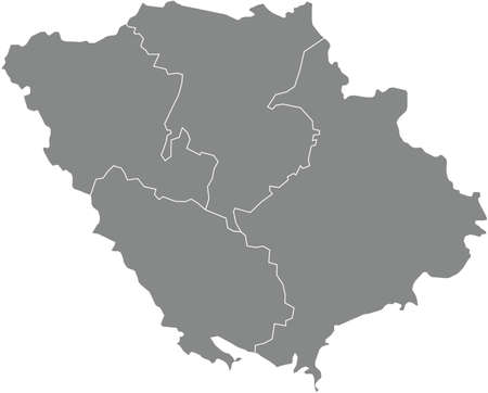 Gray flat blank vector map of raion areas of the  Ukrainian administrative area of POLTAVA OBLAST, UKRAINE with white  border lines of its raionsのイラスト素材