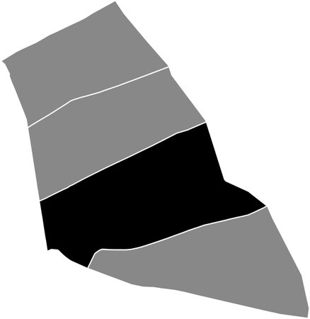 Black flat blank highlighted location map of the LA ROQUETTE QUARTER inside gray administrative map of the 11th arrondissement (de Popincourt), Paris, Franceのイラスト素材