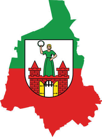 Simple flat vector flag map of the German regional capital city of MAGDEBURG, GERMANYのイラスト素材