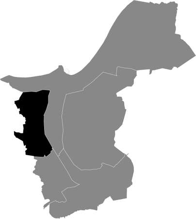 Black flat blank highlighted location map of the 
NORDWEST 2 DISTRICT inside gray administrative map of Rostock, Germanyのイラスト素材