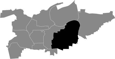Black flat blank highlighted location map of the OSSWEIL MUNICIPALITY inside gray administrative map of LUDWIGSBURG, Germanyのイラスト素材