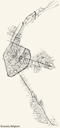 Street roads map of BRUSSELS, BELGIUMのイラスト素材