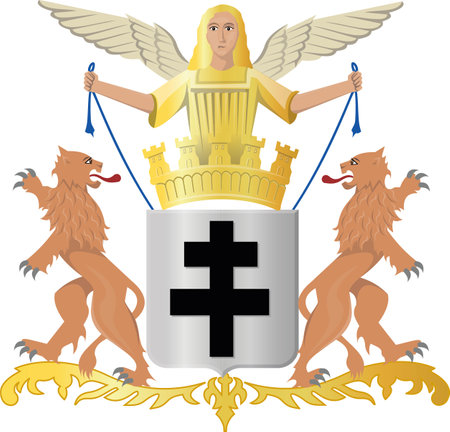 Official coat of arms vector illustration of the Belgian city of ROULERS, BELGIUMのイラスト素材