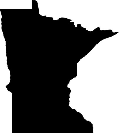 BLACK CMYK color detailed flat map of the federal state of MINNESOTA, UNITED STATES OF AMERICA on transparent backgroundのイラスト素材