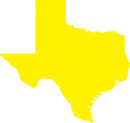 YELLOW CMYK color detailed flat map of the federal state of TEXAS, UNITED STATES OF AMERICA on transparent backgroundのイラスト素材