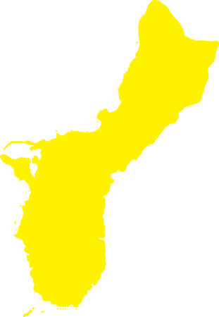 YELLOW CMYK color detailed flat map of the federal territory of GUAM, UNITED STATES OF AMERICA on transparent backgroundのイラスト素材