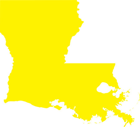 YELLOW CMYK color detailed flat map of the federal state of LOUISIANA, UNITED STATES OF AMERICA on transparent backgroundのイラスト素材