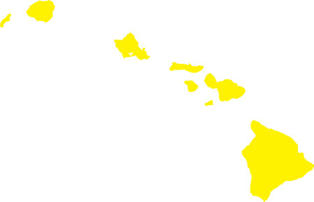 YELLOW CMYK color detailed flat map of the federal state of HAWAII, UNITED STATES OF AMERICA on transparent backgroundransparent backgroundのイラスト素材