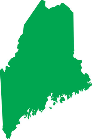 GREEN CMYK color detailed flat map of the federal state of MAINE, UNITED STATES OF AMERICA on transparent backgroundのイラスト素材