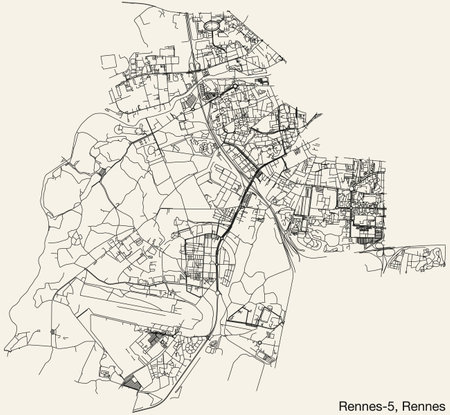 Street roads map of the RENNES-5 CANTON, RENNESのイラスト素材
