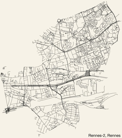 Street roads map of the RENNES-2 CANTON, RENNESのイラスト素材