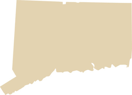 BEIGE CMYK color detailed flat map of the federal state of CONNECTICUT, UNITED STATES OF AMERICA on transparent backgroundのイラスト素材