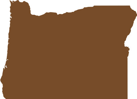 BROWN CMYK color detailed flat map of the federal state of OREGON, UNITED STATES OF AMERICA on transparent backgroundのイラスト素材
