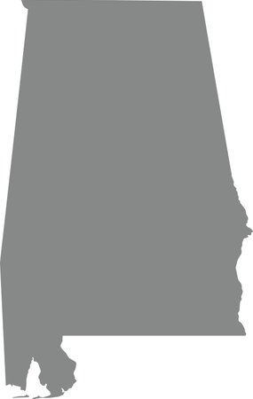 GRAY CMYK color detailed flat map of the federal state of ALABAMA, UNITED STATES OF AMERICA on transparent backgroundのイラスト素材