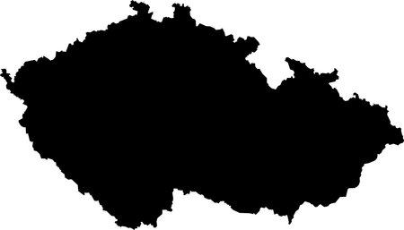 BLACK CMYK color detailed flat stencil map of the European country of CZECH REPUBLIC on transparent backgroundのイラスト素材