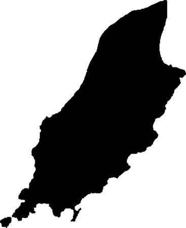 BLACK CMYK color detailed flat stencil map of the European country of ISLE OF MAN on transparent backgroundのイラスト素材