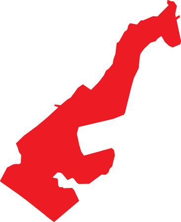 RED CMYK color detailed flat stencil map of the European country of MONACO on transparent backgroundのイラスト素材