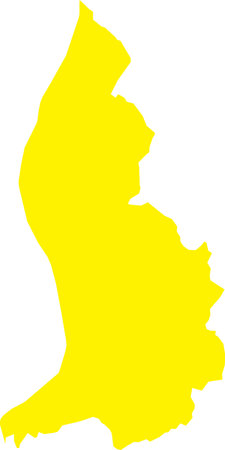 YELLOW CMYK color detailed flat stencil map of the European country of LIECHTENSTEIN on transparent backgroundのイラスト素材