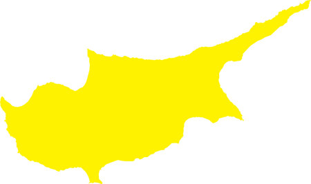 YELLOW CMYK color detailed flat stencil map of the European country of CYPRUS on transparent backgroundのイラスト素材
