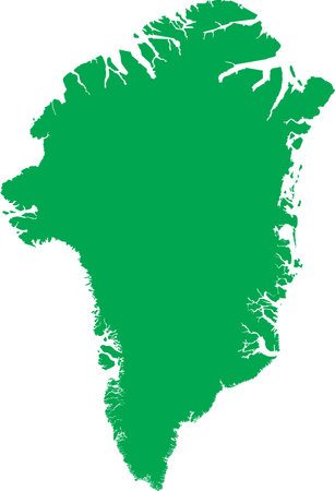 GREEN CMYK color detailed flat stencil map of the European country of GREENLAND on transparent backgroundのイラスト素材