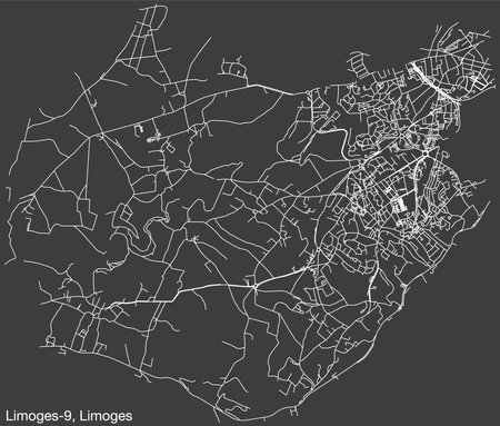 Street roads map of the LIMOGES-9 CANTON, LIMOGESのイラスト素材