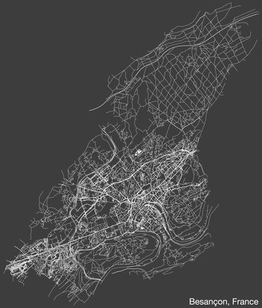 Street roads map of BESANCON, FRANCEのイラスト素材