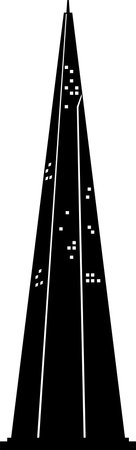 Simple black flat drawing of the Emirati modern historical landmark monument of the BURJ KHALIFA, DUBAIのイラスト素材