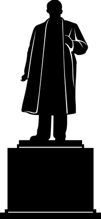 Simple black flat drawing of the Ukrainian historical landmark monument of the VLADIMIR LENIN MONUMENT, ODESSAのイラスト素材