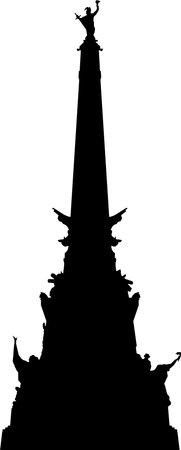 Simple black flat drawing of the USA historical landmark monument of the SOLDIERS' AND SAILORS' MONUMENT, INDIANAPOLISのイラスト素材