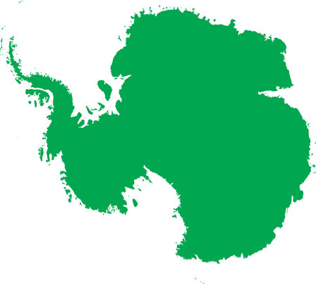 GREEN CMYK color detailed flat stencil map of the continent of ANTARCTICA (SOUTH POLE) on transparent backgroundのイラスト素材