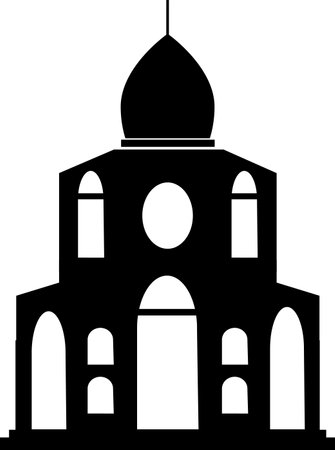 Simple black flat drawing of the Russian historical landmark monument of the DORMITION CATHEDRAL, VLADIMIRのイラスト素材