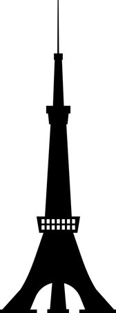 Simple black flat drawing of the Japanese historical landmark monument of the TOKYO TOWER, TOKYOのイラスト素材