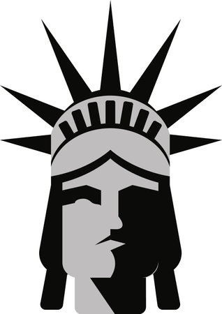 Simple monochromatic flat drawing of the American historical landmark monument of the STATUE OF LIBERTY, NEW YORK CITYのイラスト素材