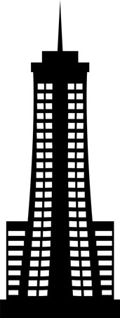 Simple black flat drawing of the American historical landmark monument of the WOOLWORTH BUILDING, NEW YORK CITYのイラスト素材