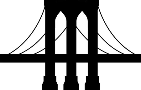 Simple black flat drawing of the American modern landmark monument of the GOLDEN GATE BRIDGE, SAN FRANCISCOのイラスト素材
