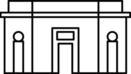 Simple black flat outline drawing of the Colombian historical landmark monument of the QUINTA OF SAINT PETER OF ALEXANDRIA (QUINTA DE SAN PEDRO ALEJANDRINO), MAGDALENAのイラスト素材