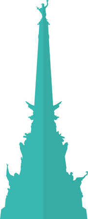 Simple blue flat drawing of the American historical landmark monument of the SOLDIERS' AND SAILORS' MONUMENT, INDIANAPOLISのイラスト素材