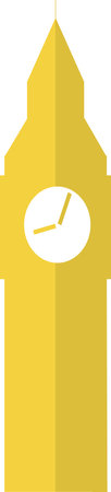 Simple yellow flat drawing of the British historical landmark monument of the BIG BEN, LONDONのイラスト素材