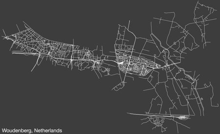 Detailed hand-drawn navigational urban street roads map of the Dutch city of WOUDENBERG, NETHERLANDS with solid road lines and name tag on vintage backgroundのイラスト素材