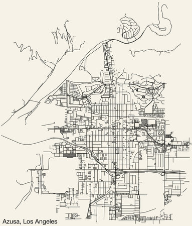 Street roads map of the CITY OF AZUSA, LOS ANGELES CITY COUNCILのイラスト素材