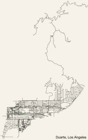 Street roads map of the CITY OF DUARTE, LOS ANGELES CITY COUNCILのイラスト素材