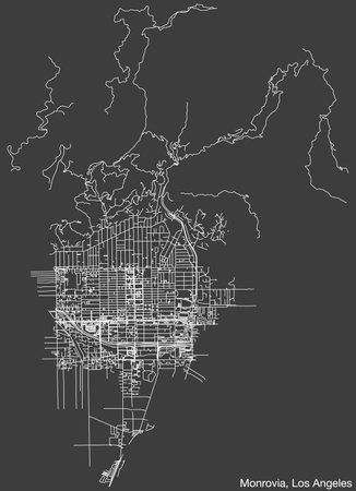 Street roads map of the CITY OF MONROVIA, LOS ANGELES CITY COUNCILのイラスト素材