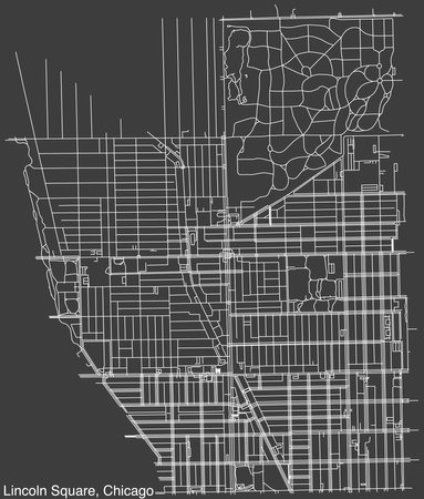 Street roads map of the LINCOLN SQUARE COMMUNITY AREA, CHICAGOのイラスト素材