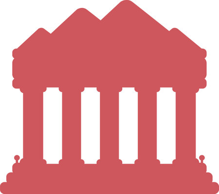 Simple red flat drawing of the Greek historical landmark monument of the ACROPOLIS OF ATHENS, ATHENSのイラスト素材