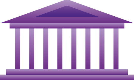 Simple 3D purple drawing of the Greek historical landmark monument symbol of the ACROPOLIS OF ATHENS, ATHENSのイラスト素材