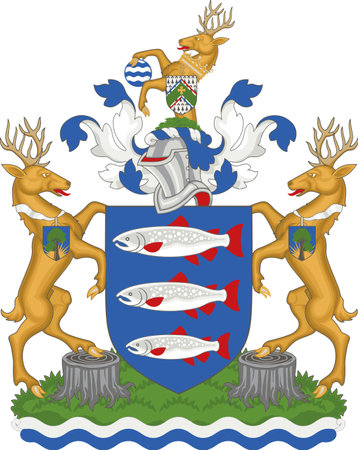 Official coat of arms vector illustration of the English administrative local authority district of the ROYAL BOROUGH OF KINGSTON UPON THAMES, LONDONのイラスト素材