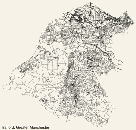 Street roads map of the METROPOLITAN BOROUGH OF TRAFFORD, GREATER MANCHESTERのイラスト素材