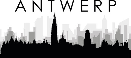 Cityscape skyline panorama of ANTWERP, BELGIUMのイラスト素材